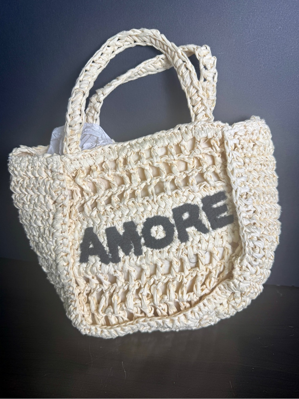 Amore Crochet Tote Bag - Cream